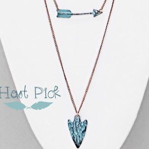 Patina arrowhead double layer necklace